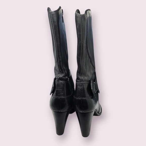 Born | Black Leather Dani Mid Calf Riding Boots Women's Size 9.5 3 Heeled - Picture 5 of 11
